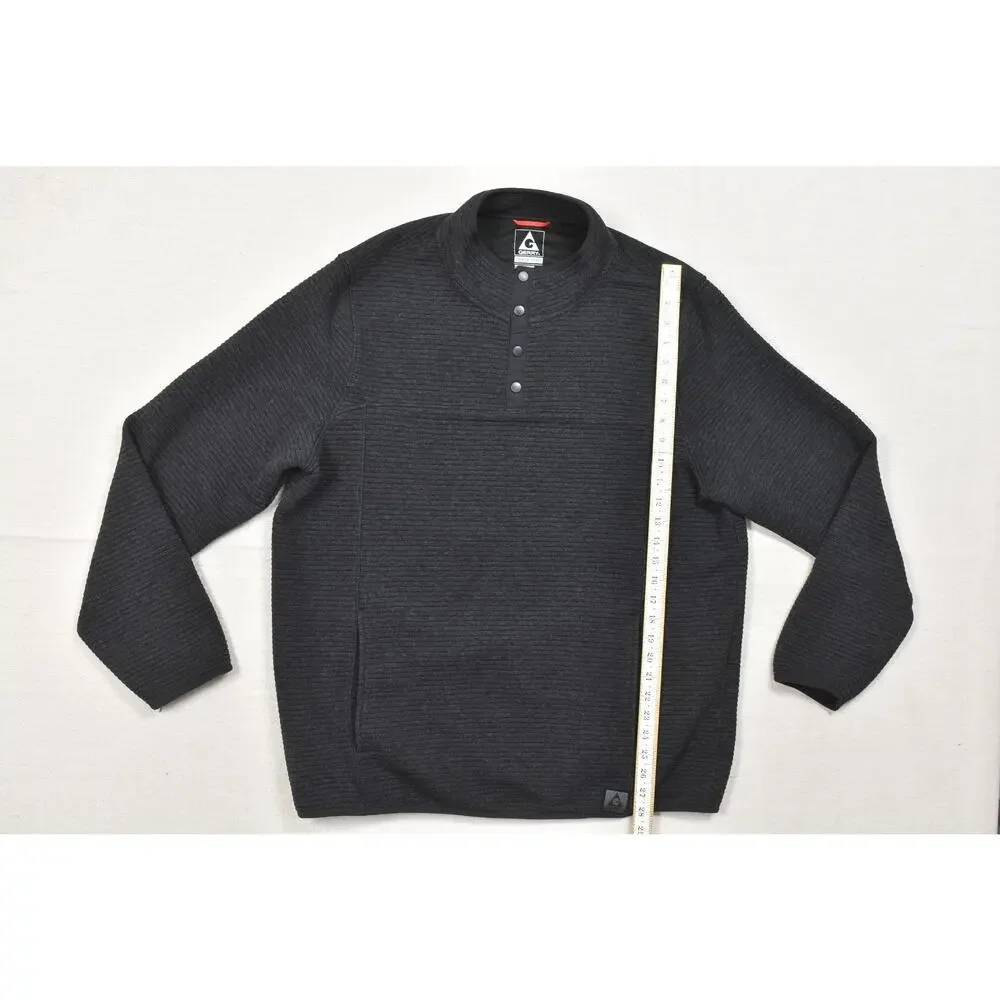 Gerry Mens XXL Black Ribbed Textured Quarter Snap Pullover Sweater Pockets 13521